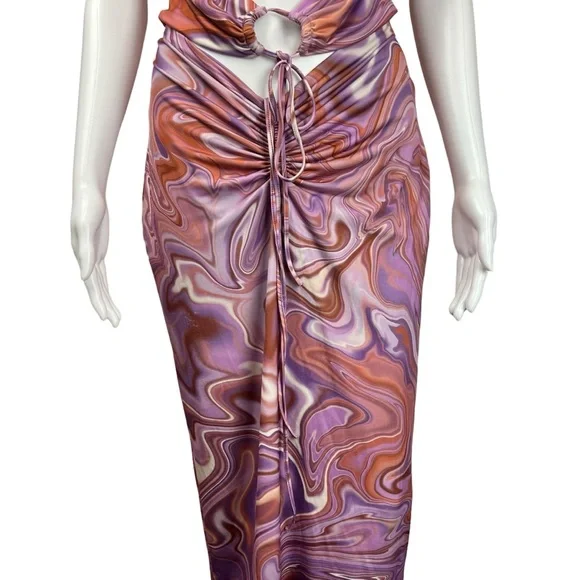 House of CB Kasia Purple Swirl Cutout Midi Dress - Picture 6 of 12